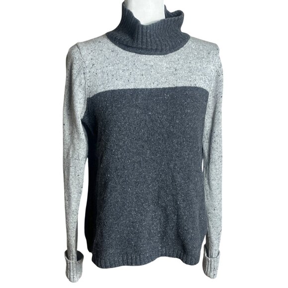 LL Bean Sweater Gray Blend Funnel Turtleneck Preppy Cozy Classic Basic Womens S - Picture 1 of 9